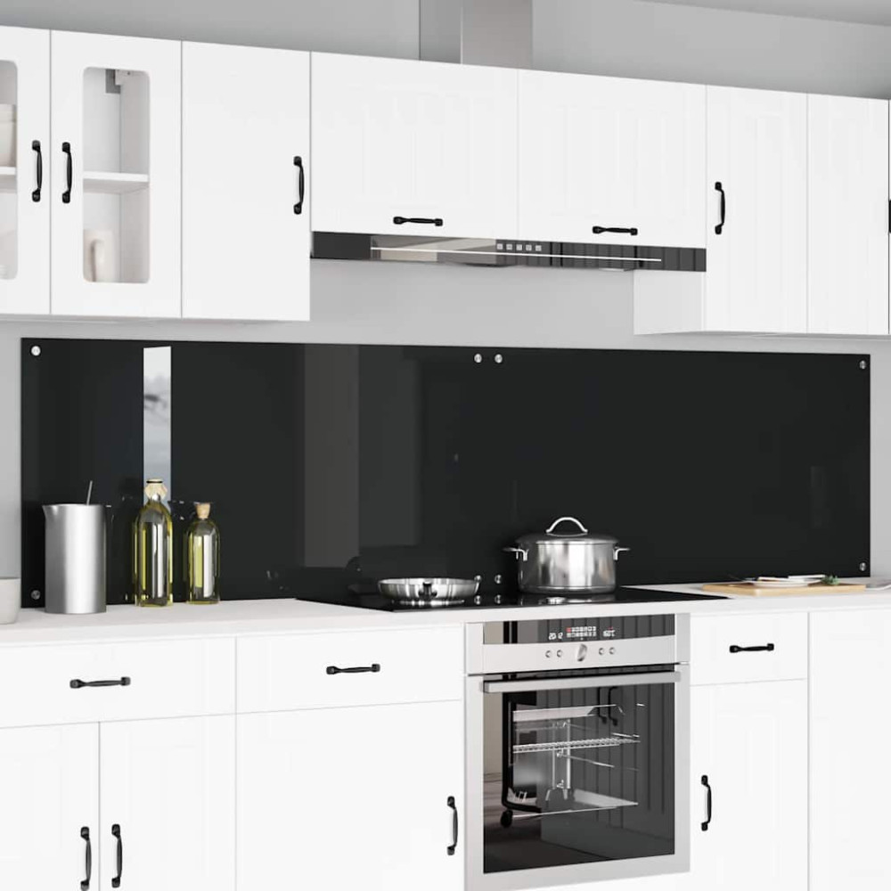 Produktbild för Köksskydd 2 pcs Svart 120 x 60 cm härdat glas