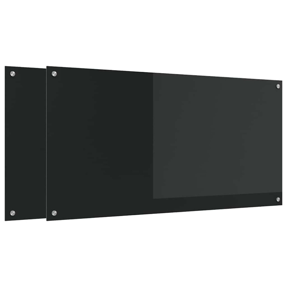 Produktbild för Köksskydd 2 pcs Svart 120 x 60 cm härdat glas