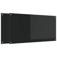 Produktbild för Köksskydd 2 pcs Svart 120 x 60 cm härdat glas