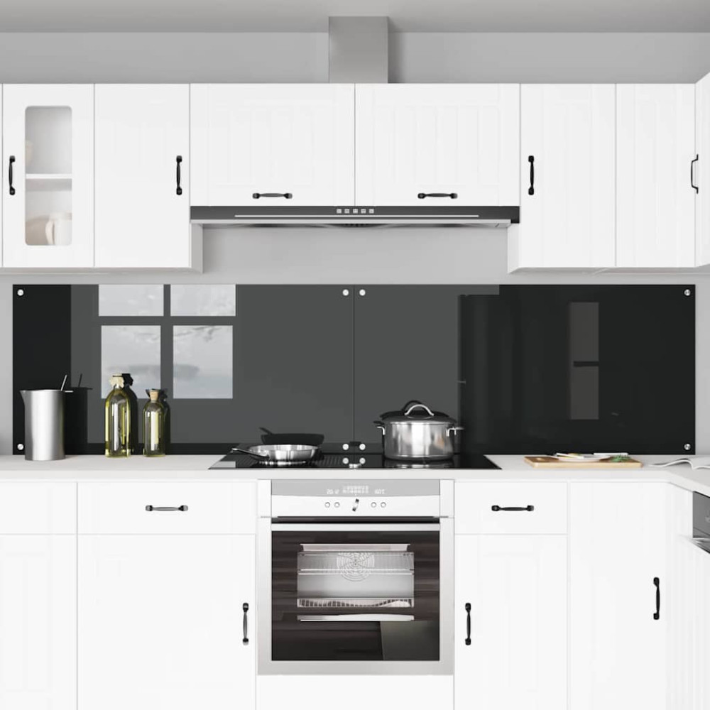 Produktbild för Köksskydd 2 pcs Svart 120 x 60 cm härdat glas