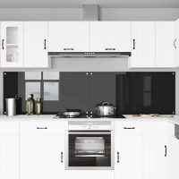 Produktbild för Köksskydd 2 pcs Svart 120 x 60 cm härdat glas
