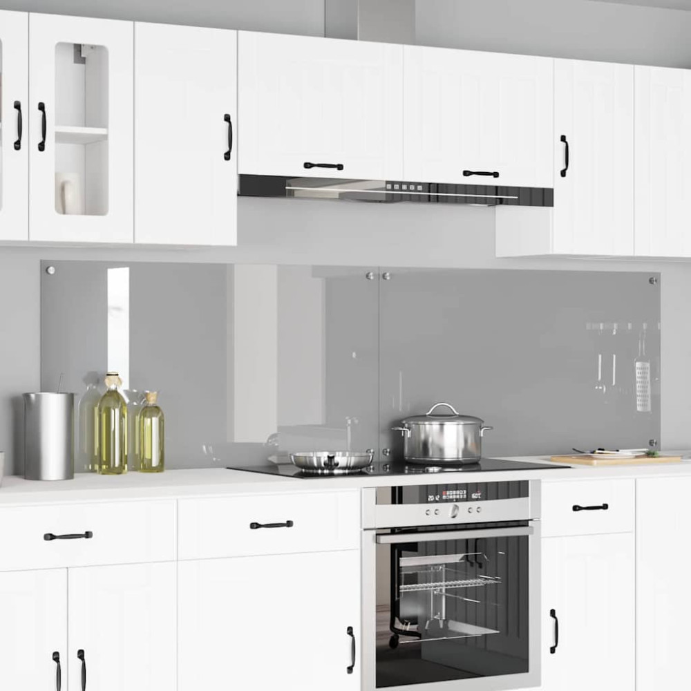 Produktbild för Köksskydd 2 pcs Ljusgrå 110 x 60 cm härdat glas