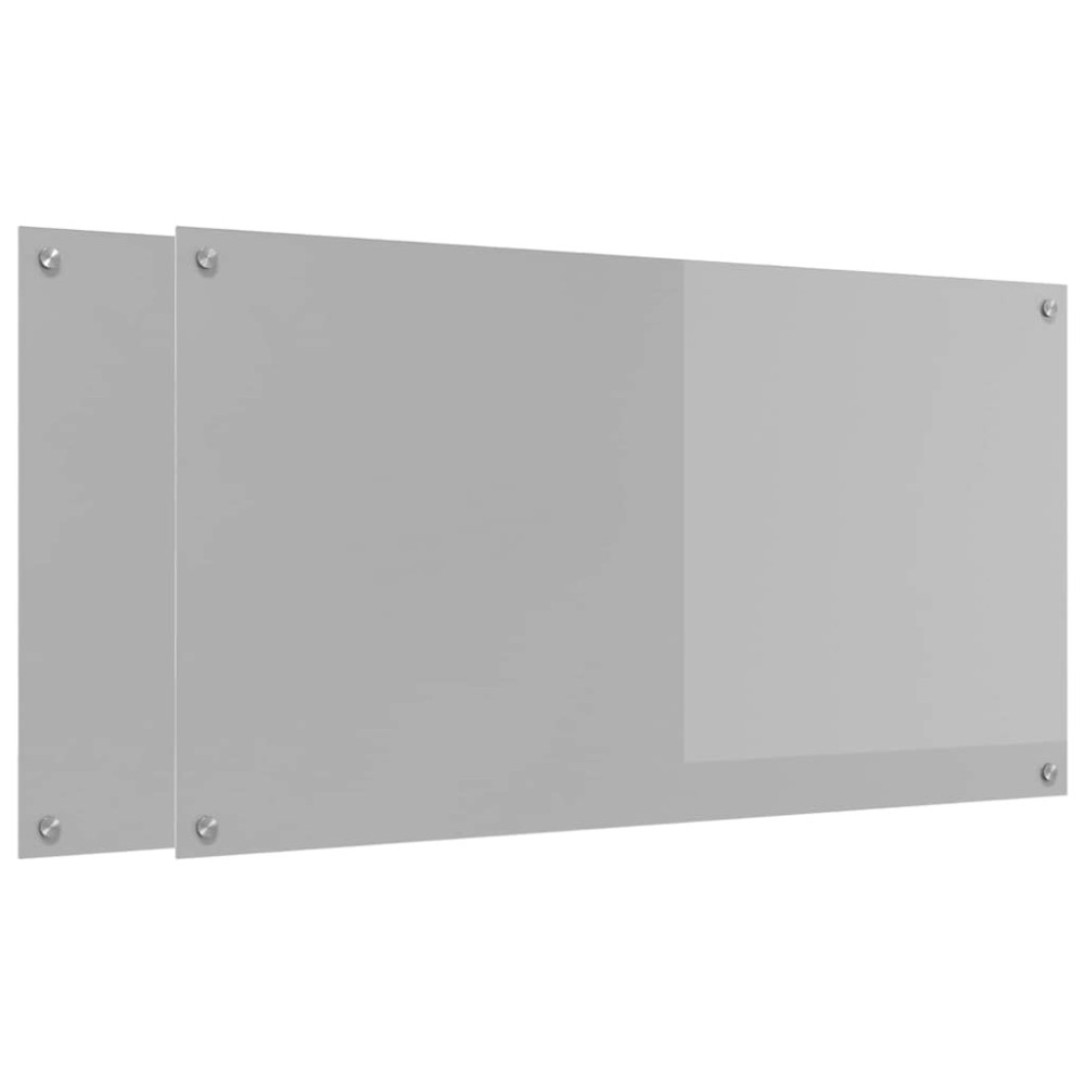 Produktbild för Köksskydd 2 pcs Ljusgrå 110 x 60 cm härdat glas