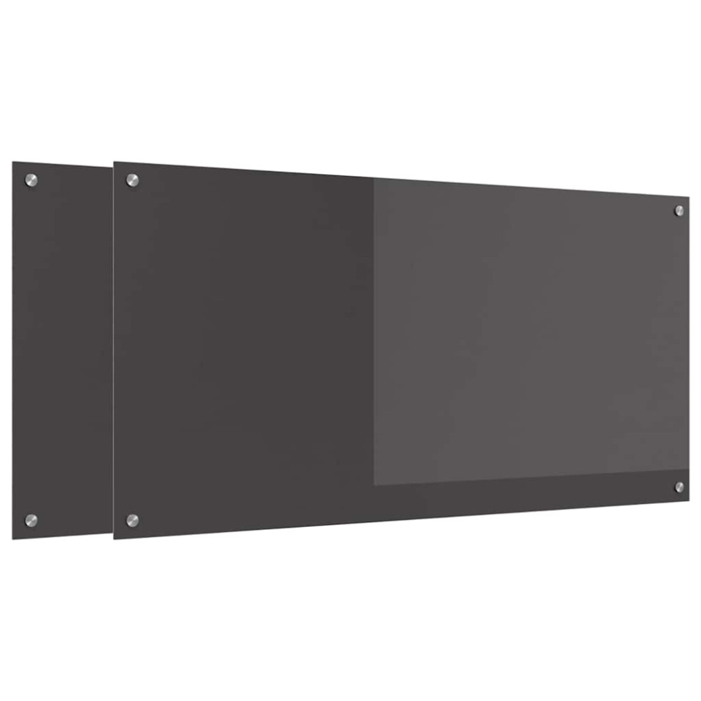 Produktbild för Köksskydd 2 pcs Mörkgrå 120 x 60 cm härdat glas