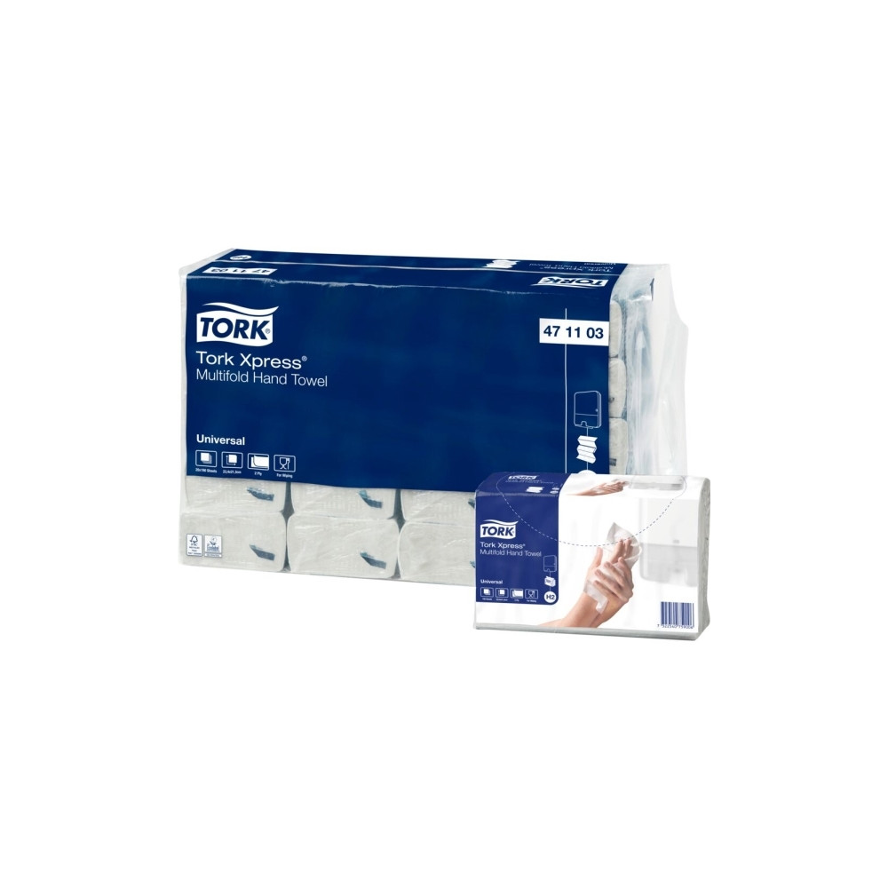 Produktbild för Tork Xpress® H2 Multifold Universal 2-lagers handdukar, vita