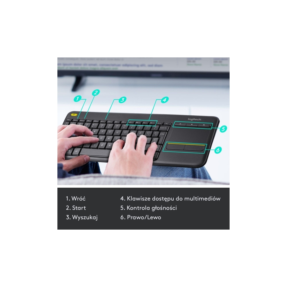 Produktbild för Logitech Wireless Touch Keyboard K400 Plus