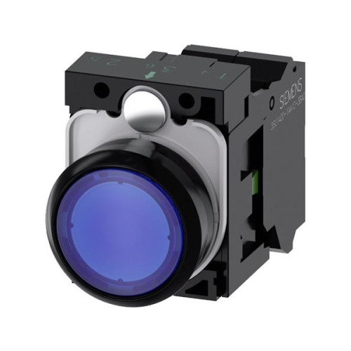 Siemens SIEMENS belyst tryckknapp 22MM rund plast blå platt knapp 1N...