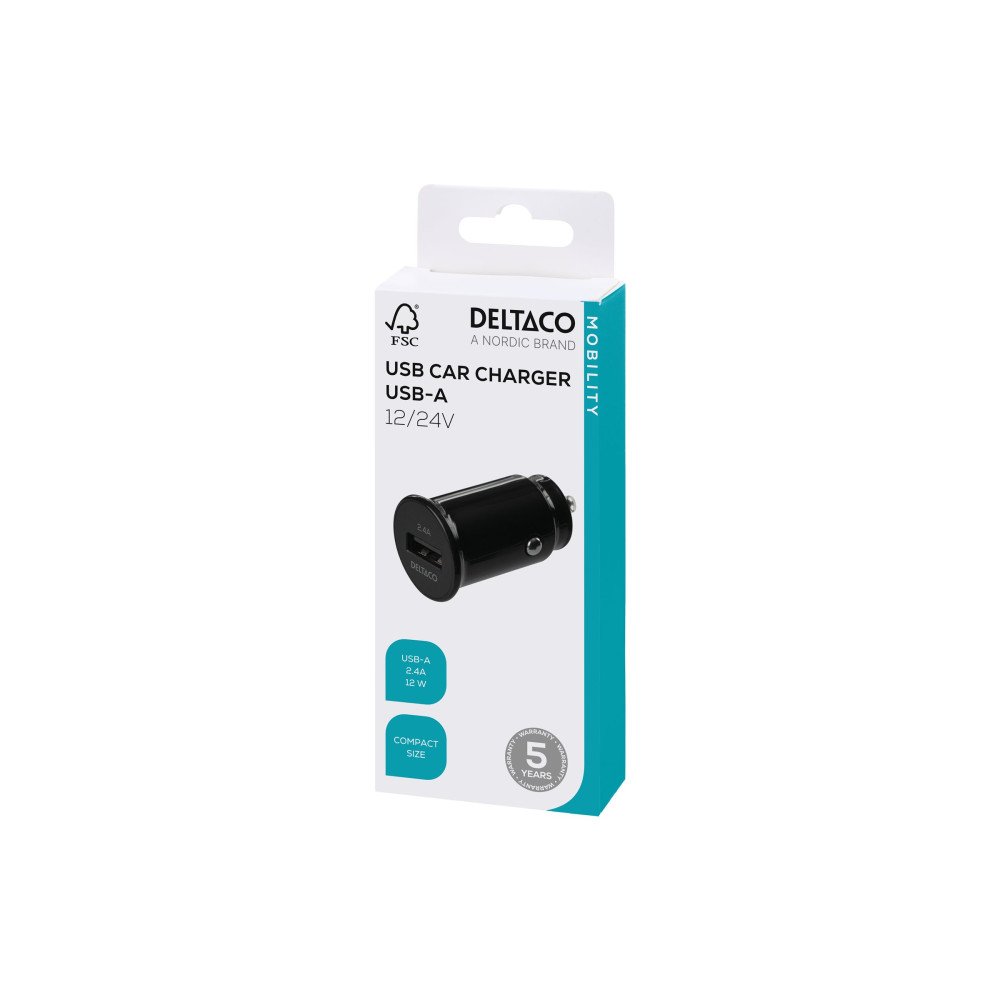 Produktbild för DELTACO USB-CAR123 strömadapter för bil - USB - 12 watt