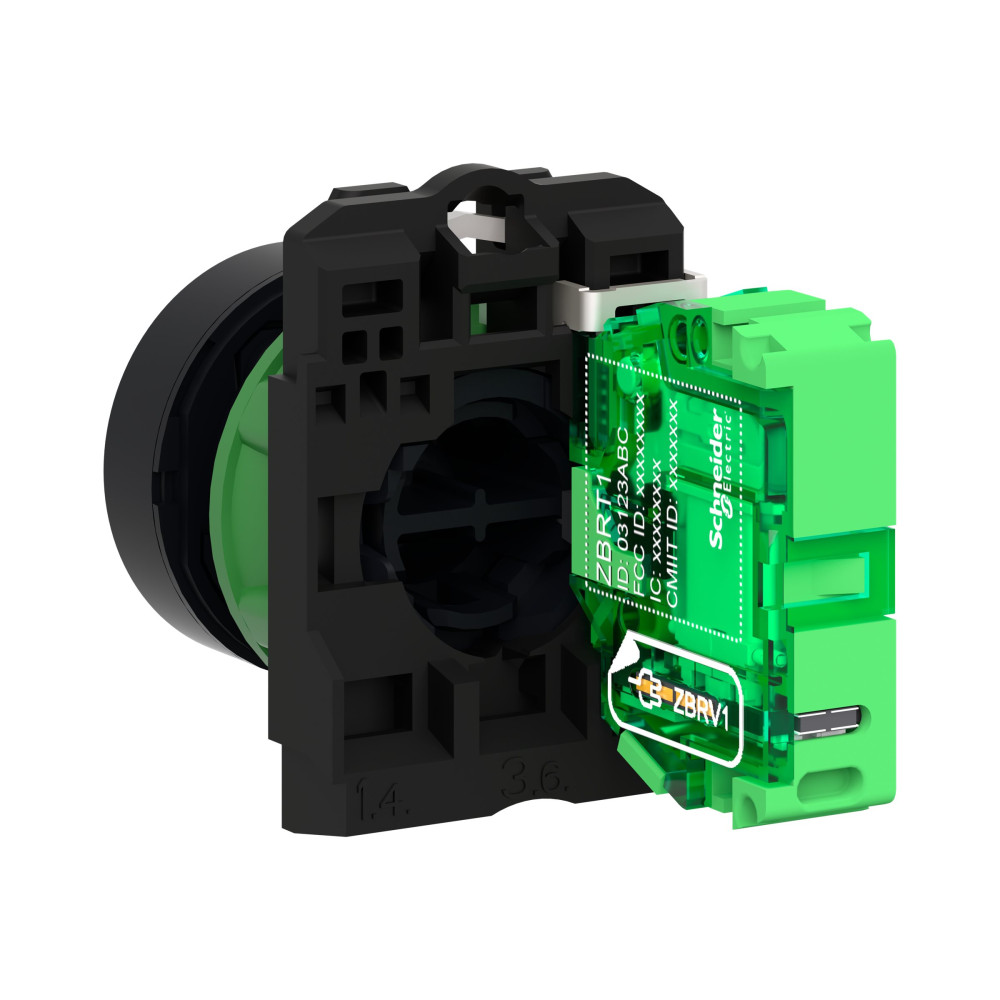 Produktbild för Schneider Harmony ZB5RTA3 - tryckknapp - ZigBee, 802.15.4 - grön, mörkgrå