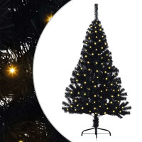 Produktbild för Konstgjord Förbelyst Julgran Svart 150 cm PVC