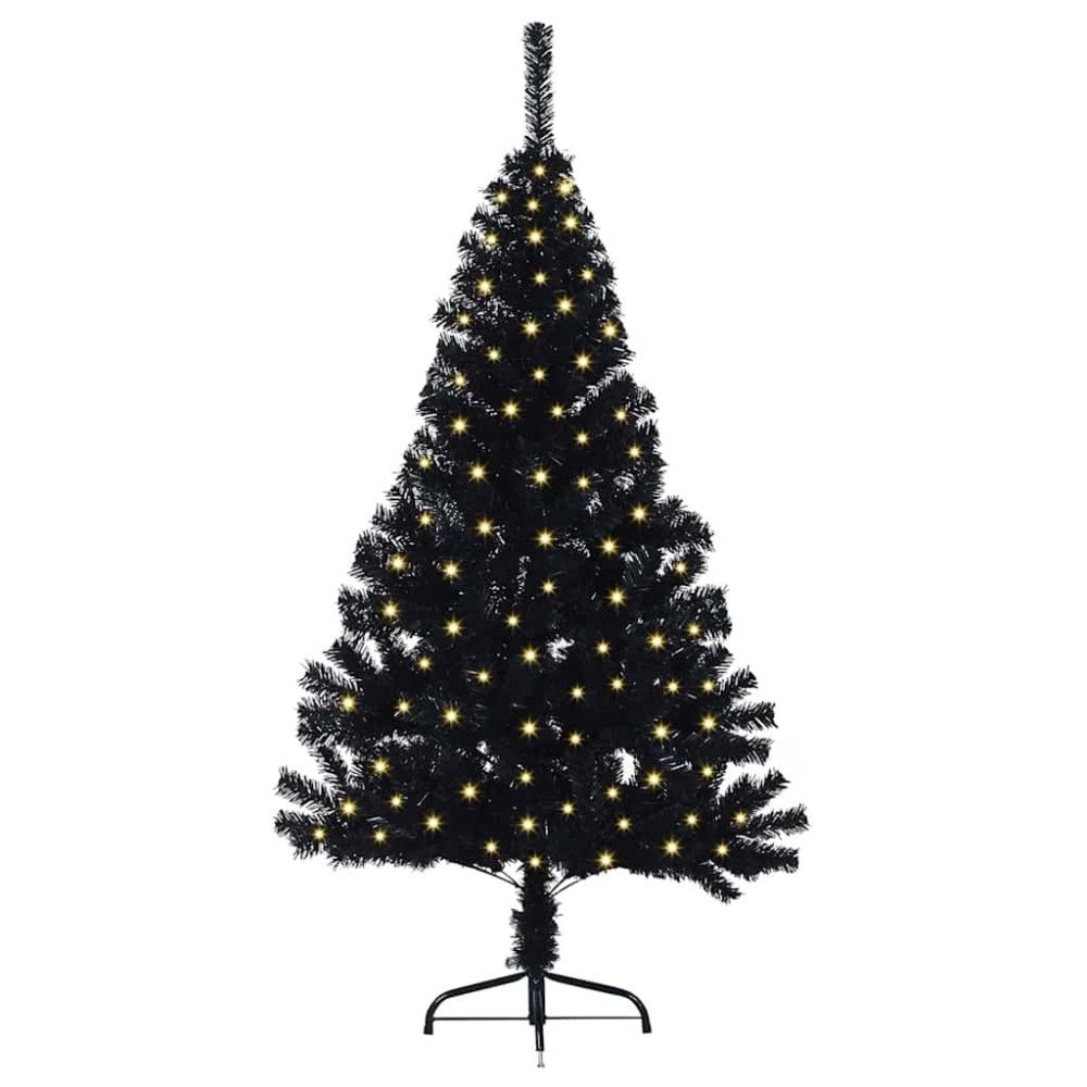 Produktbild för Konstgjord Förbelyst Julgran Svart 150 cm PVC
