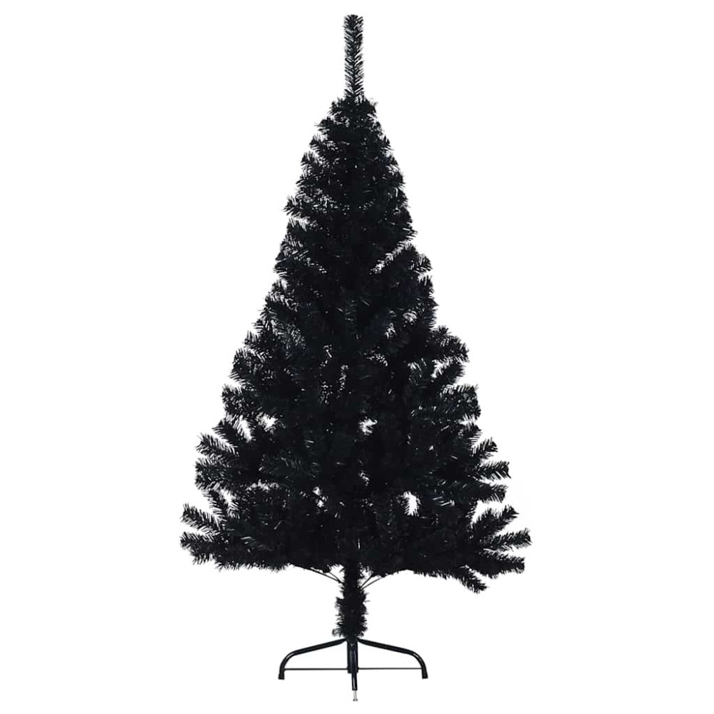 Produktbild för Konstgjord Förbelyst Julgran Svart 150 cm PVC