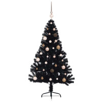 Produktbild för Konstgjord Förbelyst Julgran Svart 150 cm PVC