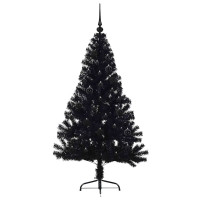 Produktbild för Konstgjord Förbelyst Julgran Svart 150 cm PVC
