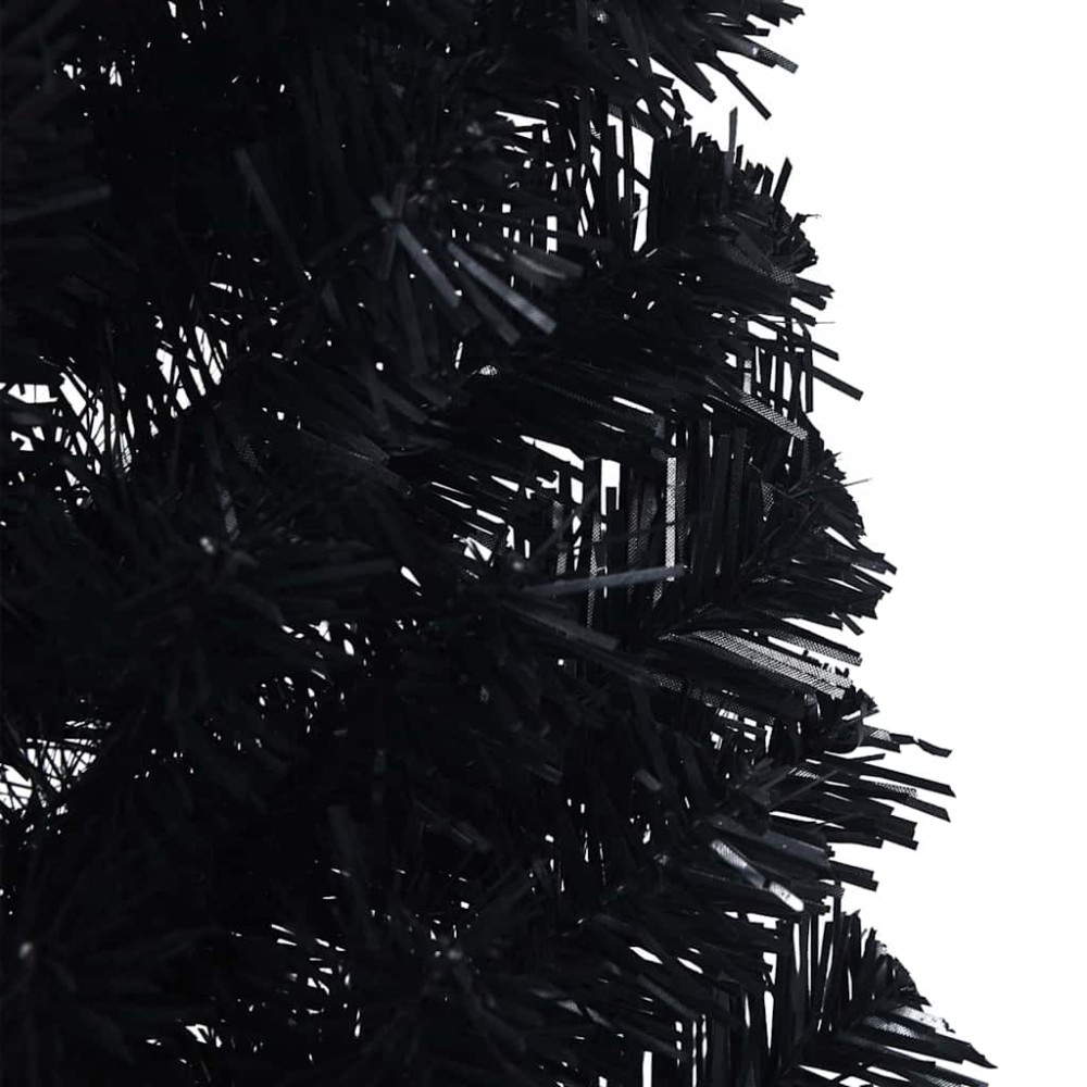 Produktbild för Konstgjord Förbelyst Julgran Svart 150 cm PVC