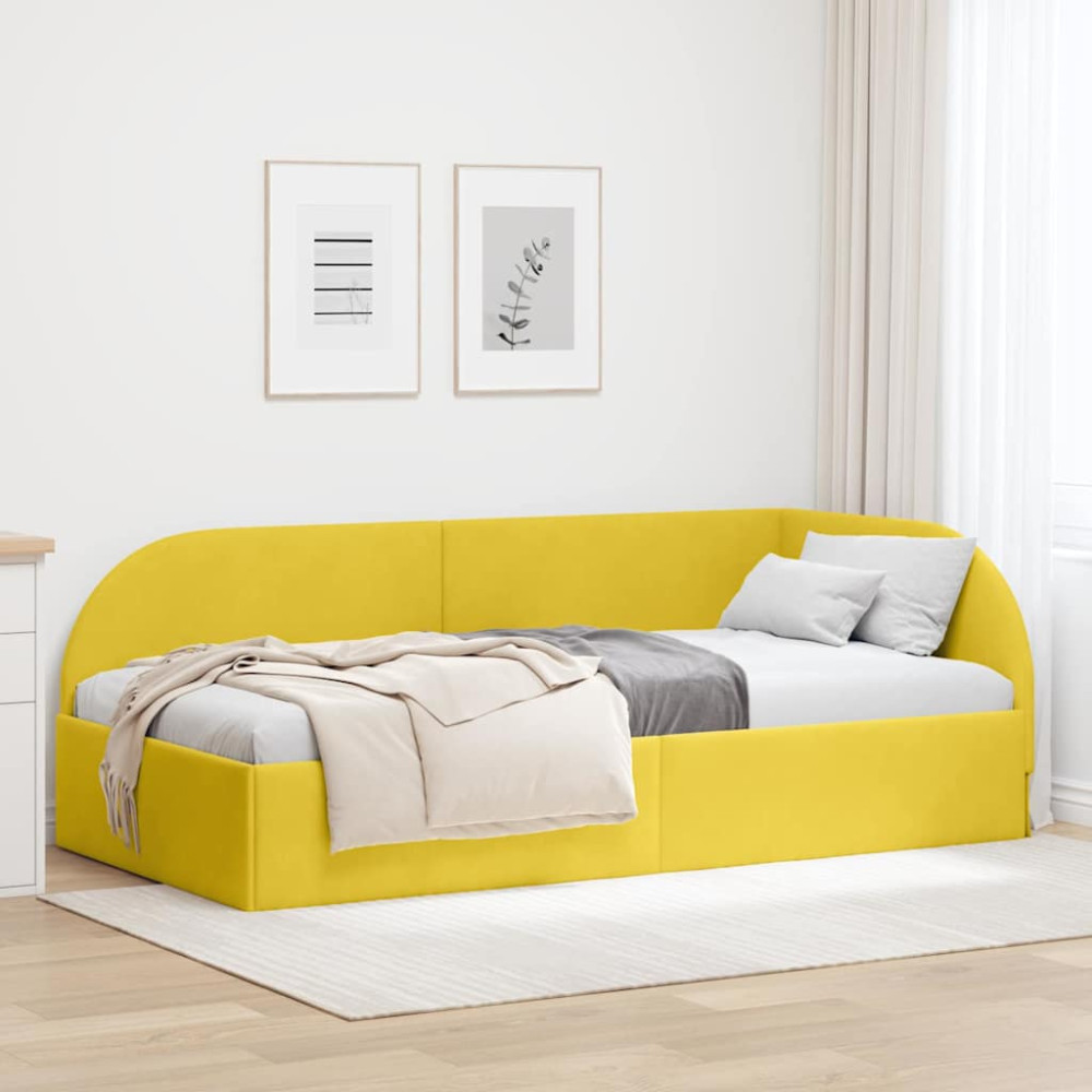 Produktbild för Hörn Sängram med huvudgavel Gul 100 cm x 200 cm Sammet