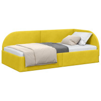 Produktbild för Hörn Sängram med huvudgavel Gul 100 cm x 200 cm Sammet