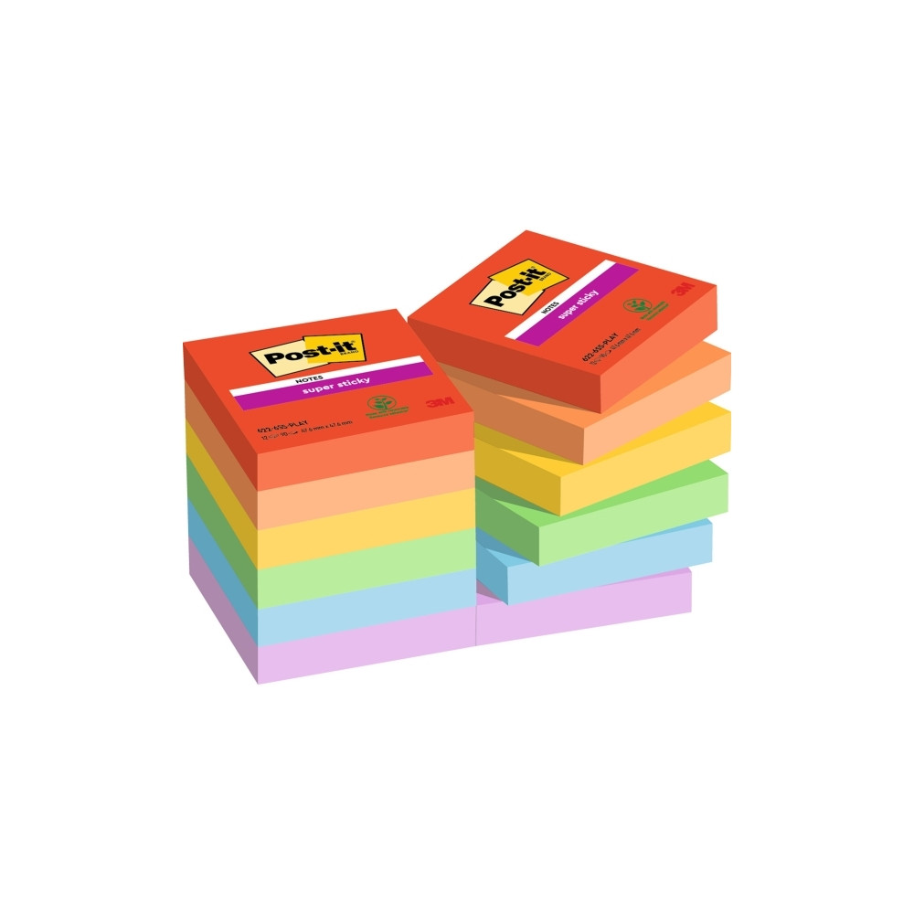 Produktbild för Post-It Sticky Notes Playful, 47,6 x 47,6 mm, pakke a 12 stk