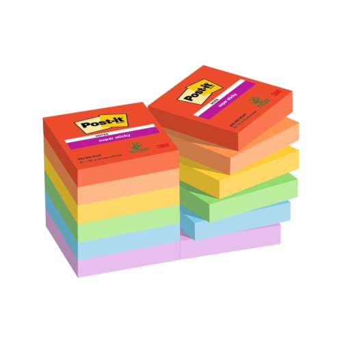 Post-it Post-It Sticky Notes Playful, 47,6 x 47,6 mm, pakke a 12 stk
