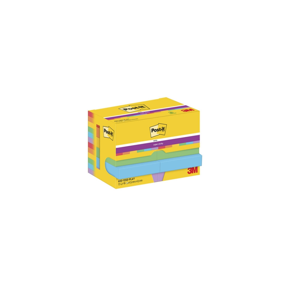 Produktbild för Post-It Sticky Notes Playful, 47,6 x 47,6 mm, pakke a 12 stk