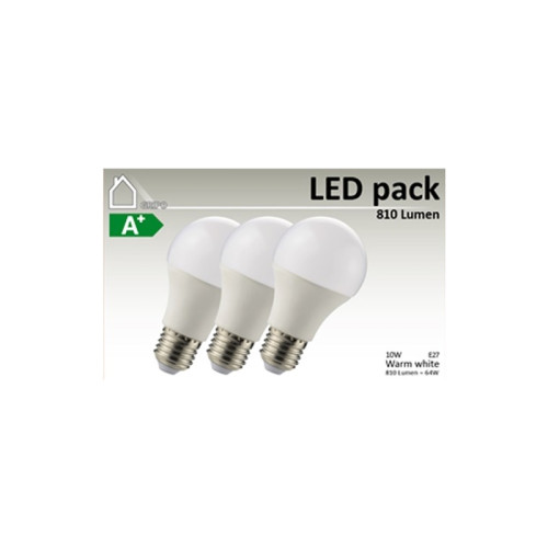 GRIPO GRIPO LED pære A60 E27 10W CRI80 3stk 3000K 810Lm &gt270gr....