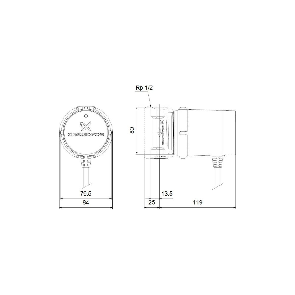 Produktbild för Grundfos cirkulationspump för tappvatten Comfort UP 15-14 B...