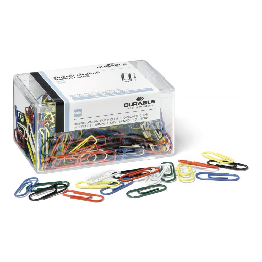 Produktbild för DURABLE - pappersklämmor - rund - 26 mm - blandade färger - paket med 500