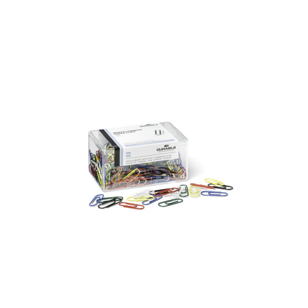 Produktbild för DURABLE - pappersklämmor - rund - 26 mm - blandade färger - paket med 500