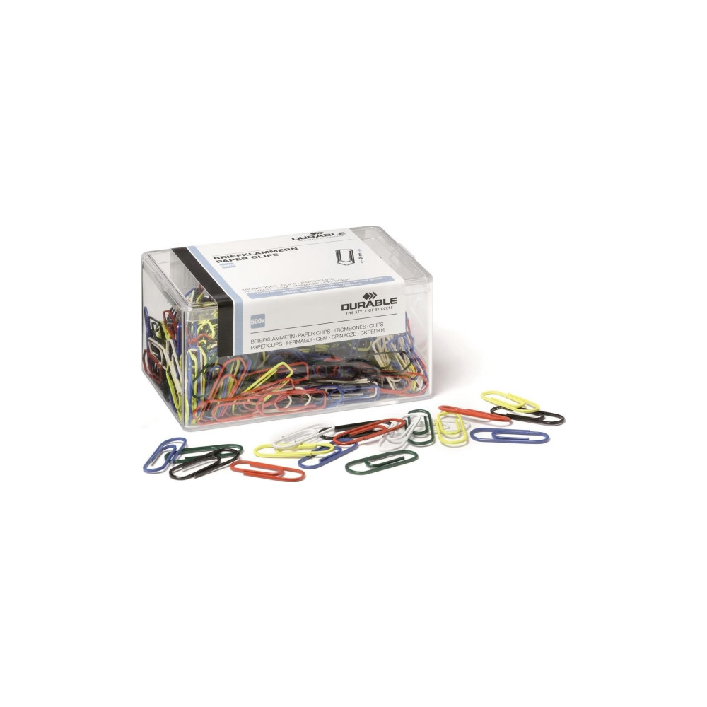 Produktbild för DURABLE - pappersklämmor - rund - 26 mm - blandade färger - paket med 500