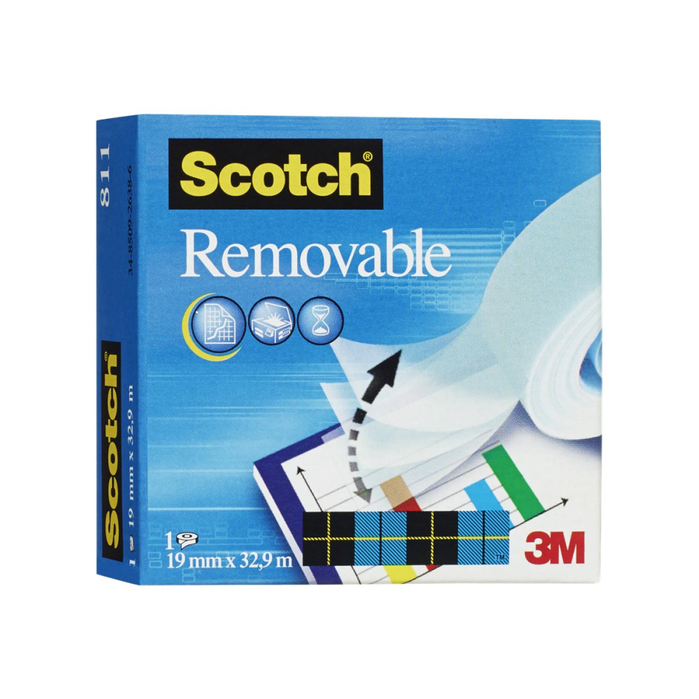 Produktbild för Scotch Removable kontorstejp - 19 mm x 33 m