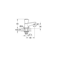 Produktbild för GROHE Costa S, Badrumshandfat, Roterande kranvred, Metall, 1...