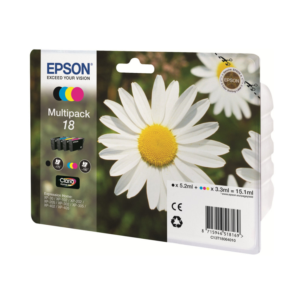 Produktbild för Epson 18 Multipack - 4-pack - svart, gul, cyan, magenta - original - bläckpatron