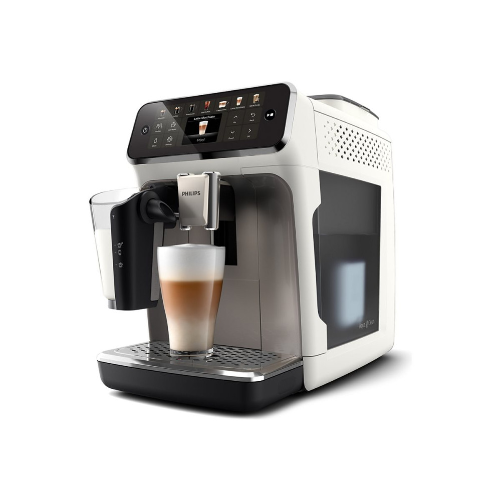 Produktbild för Philips Series 4400 EP4443 - automatisk kaffekokare med cappuccinatore - 15 bar - silver/vit