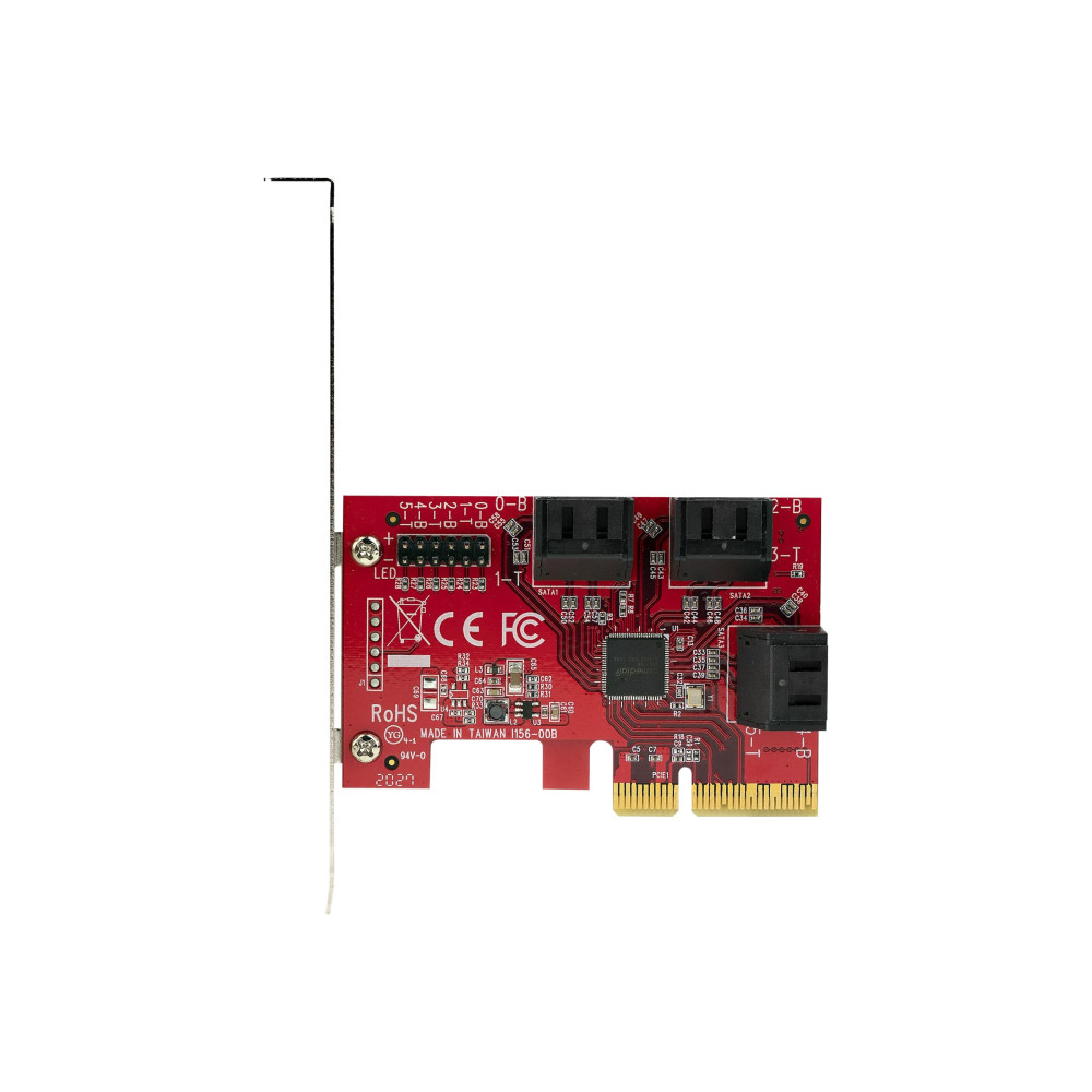 Produktbild för StarTech.com SATA PCIe-kort - 6-portars PCIe SATA-expansionskort - 6 Gbps - Lågprofilfäste - Staplade SATA-kontakter - ASM1166 Non-Raid - PCI Express till SATA-omvandlare - kontrollerkort - SATA 6Gb/s - PCIe 3.0 x4