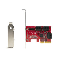 Produktbild för StarTech.com SATA PCIe-kort - 6-portars PCIe SATA-expansionskort - 6 Gbps - Lågprofilfäste - Staplade SATA-kontakter - ASM1166 Non-Raid - PCI Express till SATA-omvandlare - kontrollerkort - SATA 6Gb/s - PCIe 3.0 x4