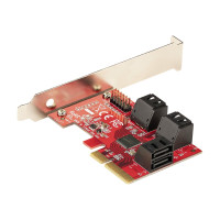Produktbild för StarTech.com SATA PCIe-kort - 6-portars PCIe SATA-expansionskort - 6 Gbps - Lågprofilfäste - Staplade SATA-kontakter - ASM1166 Non-Raid - PCI Express till SATA-omvandlare - kontrollerkort - SATA 6Gb/s - PCIe 3.0 x4