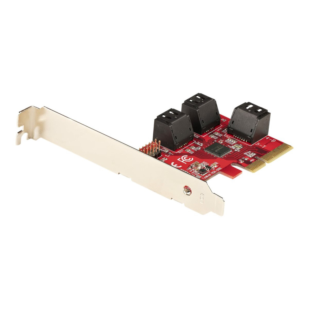 Produktbild för StarTech.com SATA PCIe-kort - 6-portars PCIe SATA-expansionskort - 6 Gbps - Lågprofilfäste - Staplade SATA-kontakter - ASM1166 Non-Raid - PCI Express till SATA-omvandlare - kontrollerkort - SATA 6Gb/s - PCIe 3.0 x4