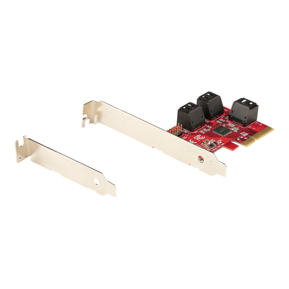 Produktbild för StarTech.com SATA PCIe-kort - 6-portars PCIe SATA-expansionskort - 6 Gbps - Lågprofilfäste - Staplade SATA-kontakter - ASM1166 Non-Raid - PCI Express till SATA-omvandlare - kontrollerkort - SATA 6Gb/s - PCIe 3.0 x4