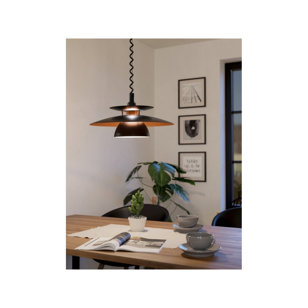 Produktbild för Eglo Brenda - hängande lampa - E27 - svart, koppar