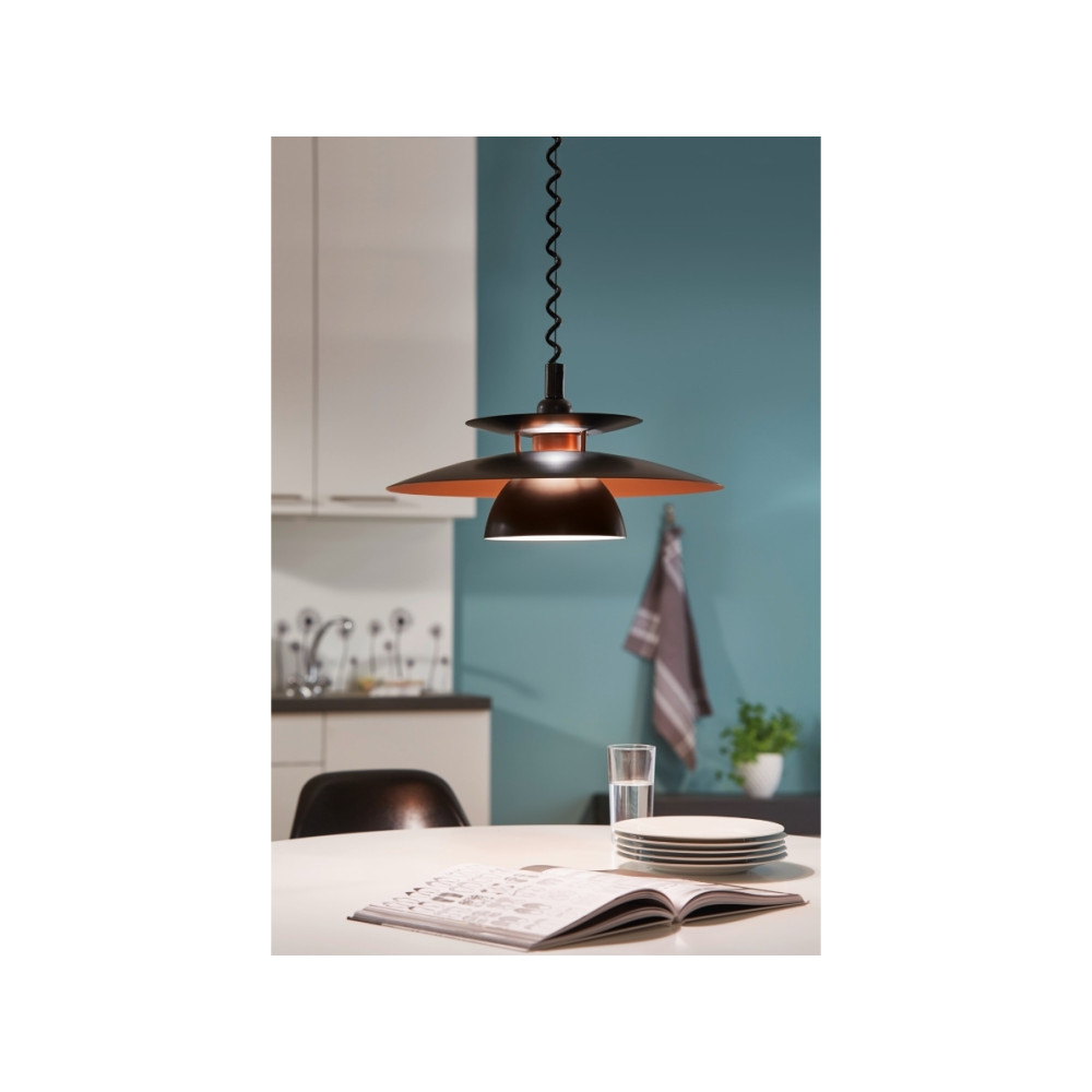 Produktbild för Eglo Brenda - hängande lampa - E27 - svart, koppar