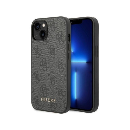 Guess Apple iPhone 14 Guess Dėklas 4G Metal Gold Logo pilkos spalv...