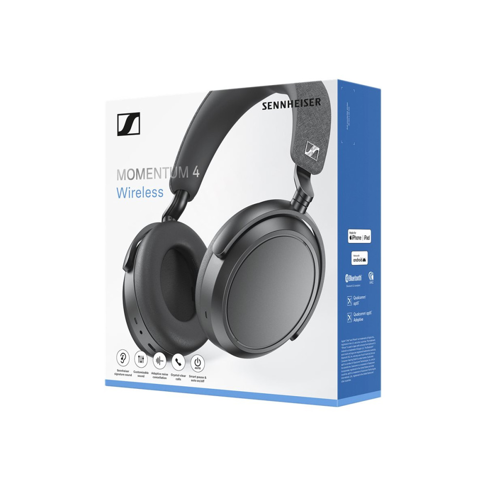 Produktbild för Sennheiser MOMENTUM 4 - hörlurar med mikrofon - 2,5 mm kontakt, USB-C