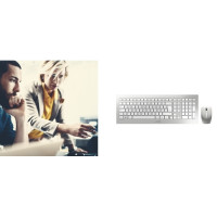 Produktbild för CHERRY DW 8000 - sats med tangentbord och mus - fransk - vit, silver Inmatningsenhet