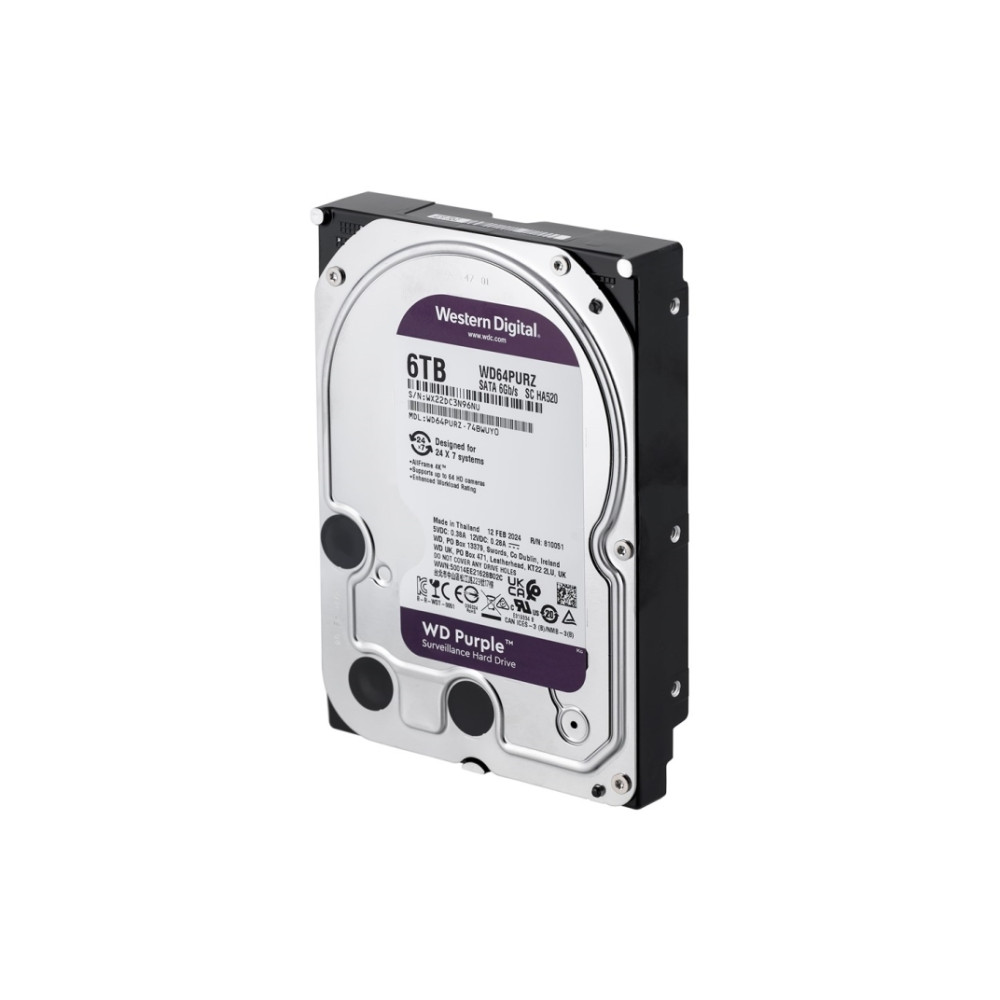 Produktbild för WD Purple WD64PURZ - hårddisk - 6 TB - övervakning - SATA 6Gb/s