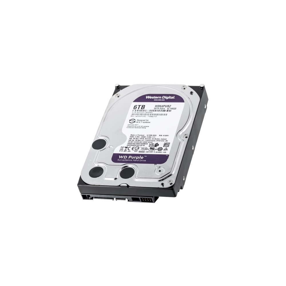 Produktbild för WD Purple WD64PURZ - hårddisk - 6 TB - övervakning - SATA 6Gb/s