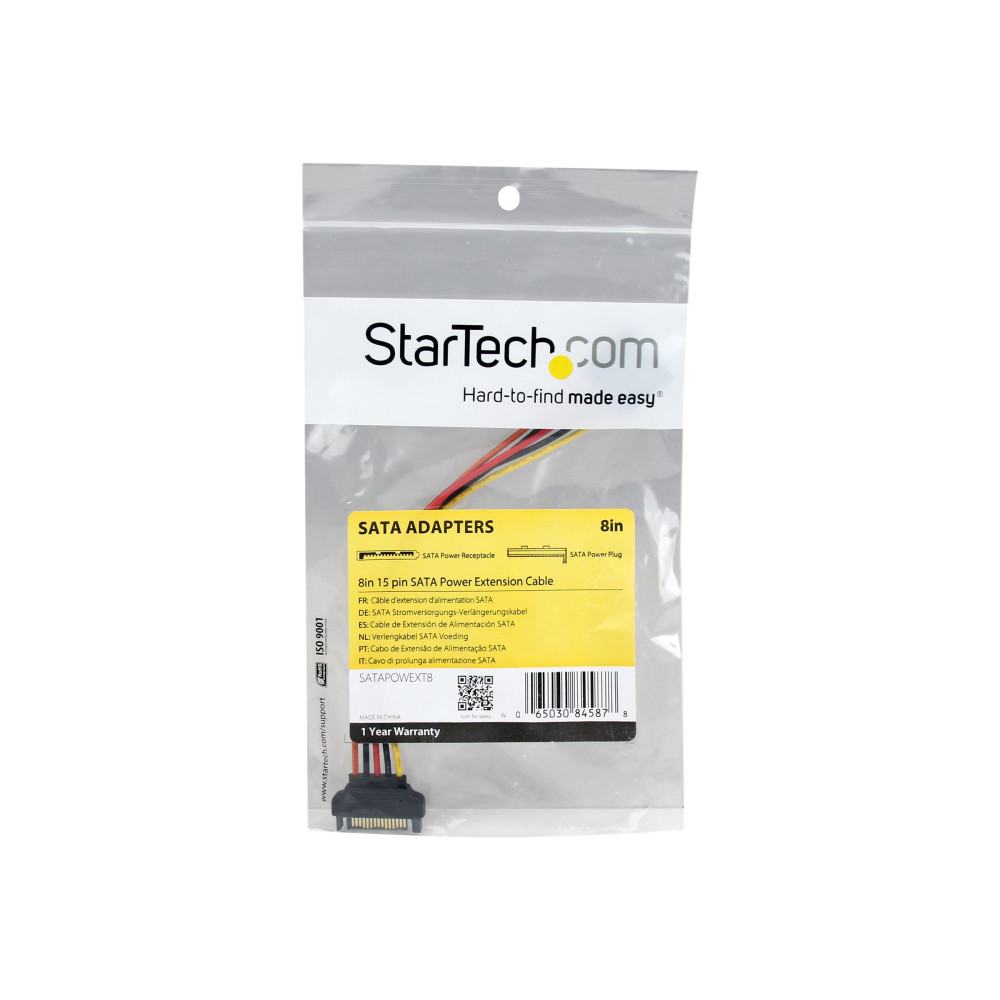 Produktbild för StarTech.com 8in 15 pin SATA Power Extension Cable - 8 SATA power Extension Cable - 8 SATA power Extension cord - förlängningskabel för ström - SATA-ström till SATA-ström - 20.3 cm
