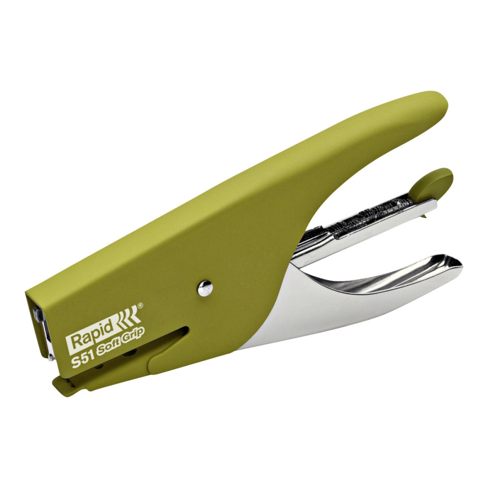 Produktbild för Rapid Supreme S51 Soft Grip - häfttång - 15 ark - metall - olivgrön