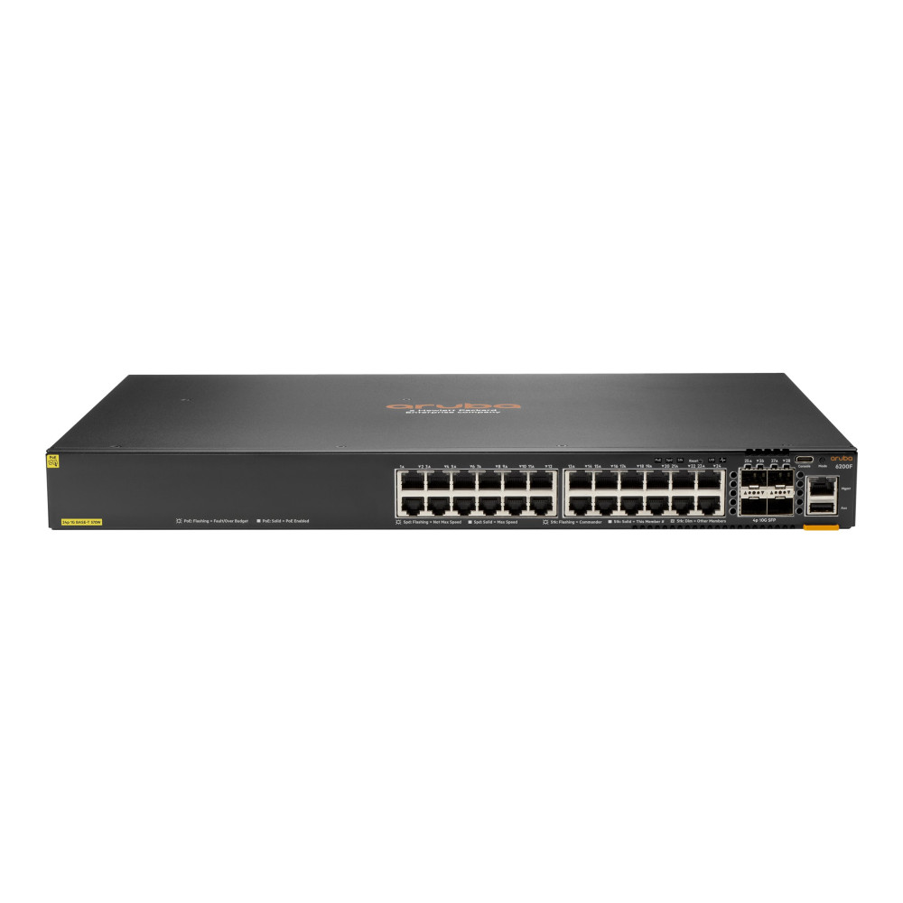 Produktbild för HPE Aruba 6200F 24G Class4 PoE 4SFP+ 370W Switch - switch - max. staplingsavstånd 10 kms - 24 portar - Administrerad - rackmonterbar