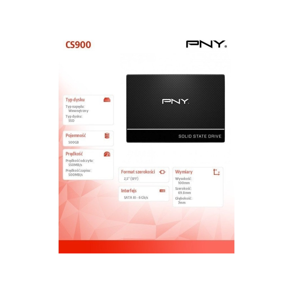Produktbild för PNY CS900 - SSD - 500 GB - SATA 6Gb/s