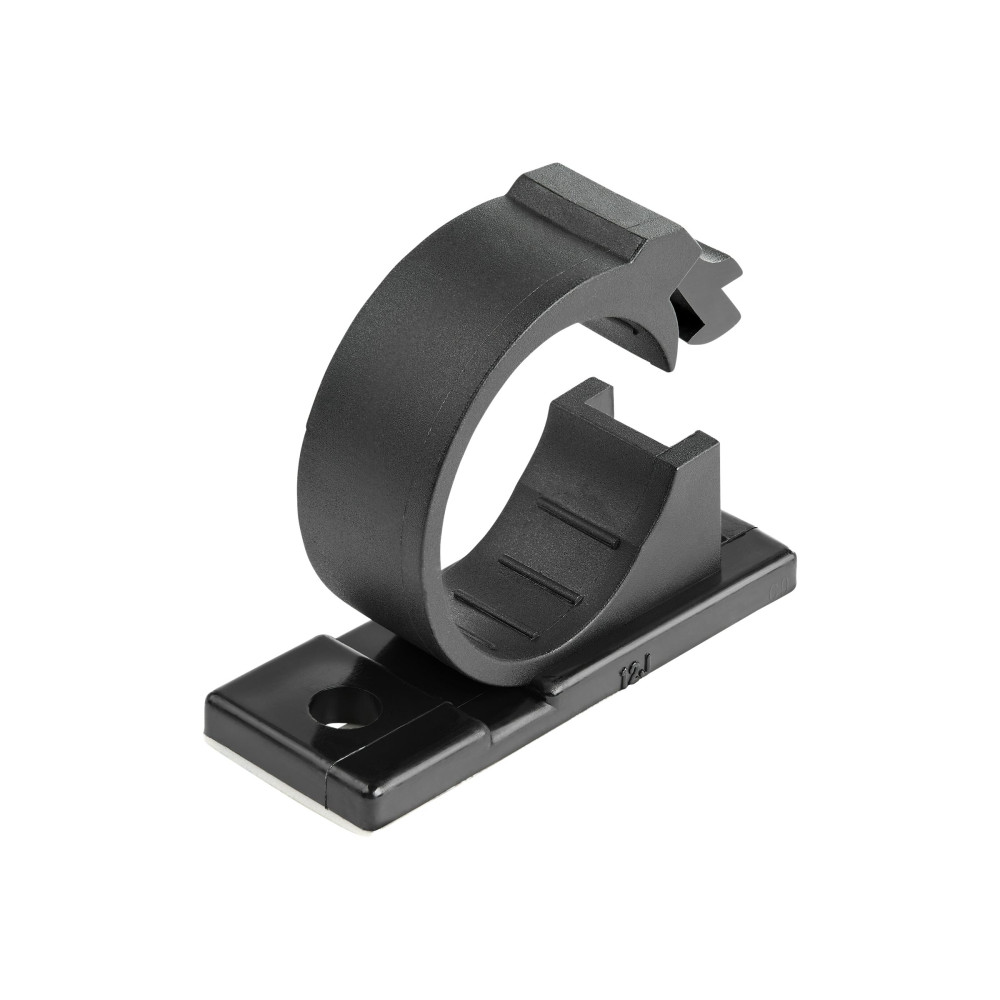 Produktbild för StarTech.com 100 självhäftande kabelhanteringsclips Svart - Nätverk/Ethernet/kontorsbord/datorsladdorganiserare - Självfästande kabel-/ledningshållare - Självhäftande nylonklämma brandklassad enligt UL/94V-2 - kabelklämmor - TAA-kompatibel